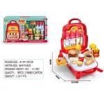 Kids Kitchen Toys Pretend Play Hamburger Backpack 3 in 1 Set Toy Food Model Toy