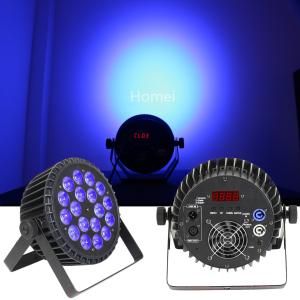 China 18pcs RGBWAUV 6IN1 Flat Par Lights for Silent Wedding Palace Uplight DMX512 Control Mode factory