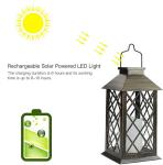 11 Inch Brushed Solar Powered Flickering Candle Lanterns