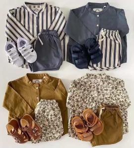 China Children'S Outfit Sets Cotton Kids Striped Sets Children'S Casual Printing Sets factory
