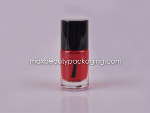 China shiny black round straight nail polish cap 11ml nail polish bottle flat brush nail polish plastic cosmetic packaging factory