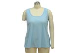 Nice Jacquard Womens Ribbed Tank Tops , Plain Blue Tank Top Logo Printed