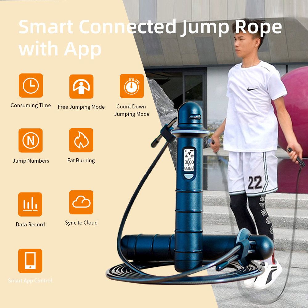 Cordless Fitness Sport Skipping Data Analysis Counter Adjustable Length FCC