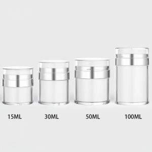 Empty Packaging Airless Jar with Silver Shoulder for 100% Product Evacuation in