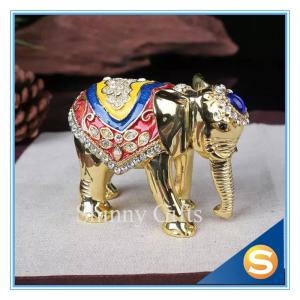 China Elephant Trinket Box Jewelry Box Enamel Pewter Box factory