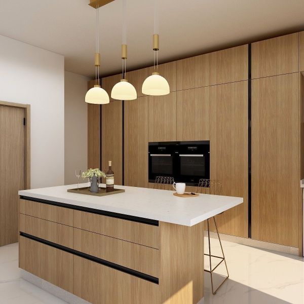 China E1 Buildin Pantry Complete Plywood Modern Kitchen Cabinet Prefabricated Furniture factory