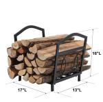 17"L X 13"W X 16"H Small Firewood Log Holder Outdoor Steel Wood Storage