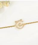 Kitten Nameplate 0.11ct 18K Gold Diamond Bracelets Unique Engagement Gold