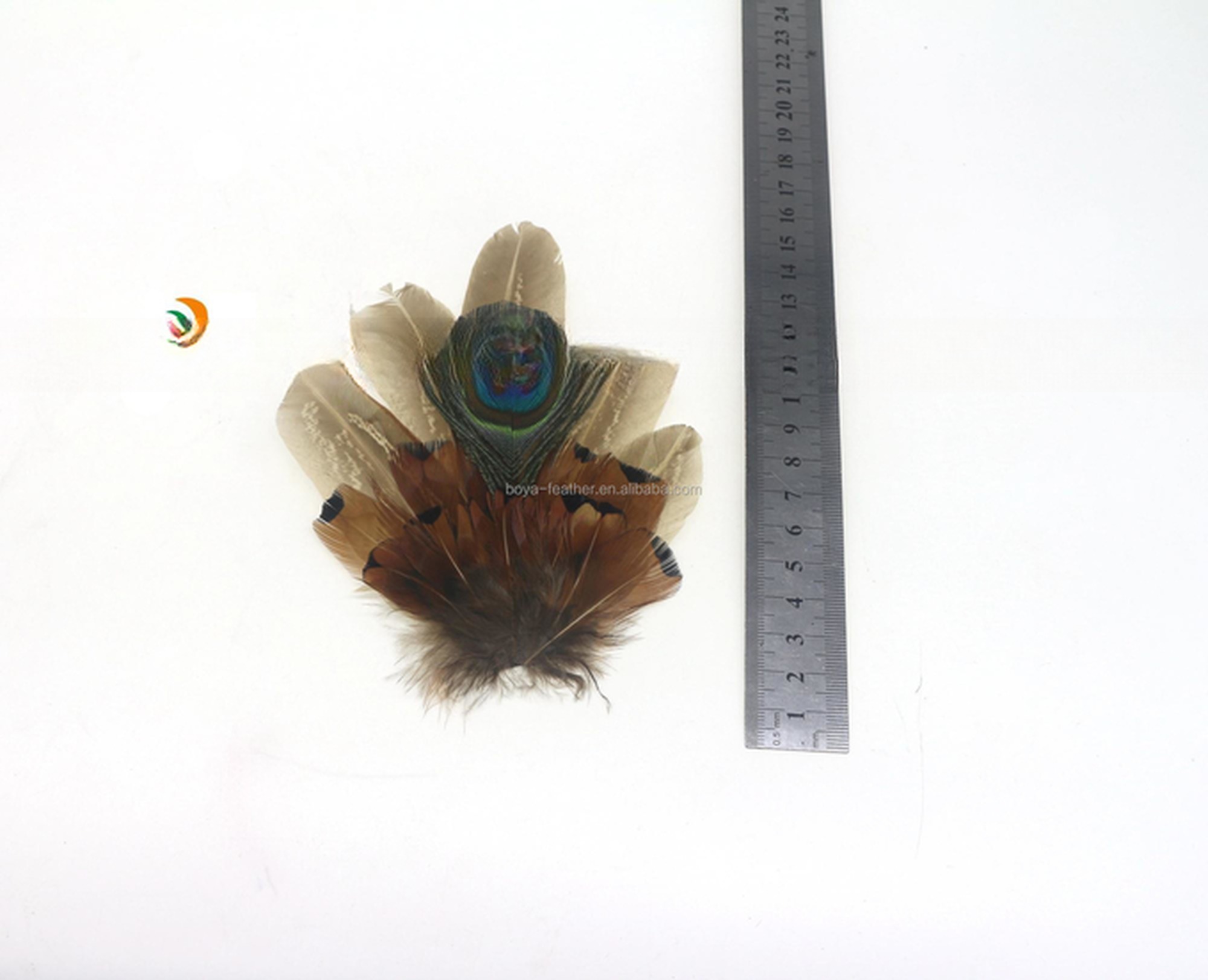 Exquisite Dyed Peacock And Pheasant Feather Hat Pin 5x10Cm Party Supplies
