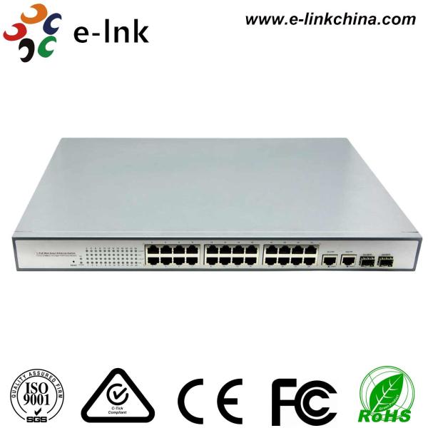 24 Port 10 / 100M Industrial Ethernet Switch Din Rail Mount With 2 Gigabit TP /