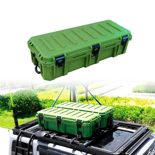 Green Heavy Duty Plastic Tool Storage Box Case for Car Roof Rack Mounting 110L