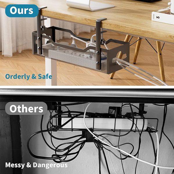 Metal Under Desk Cable Management Box Clamp for Supporting Fixed Storage Holders Racks
