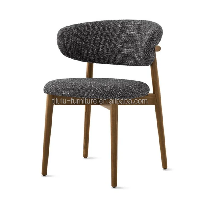 Upholstered Nordic Modern Solid Wood Dining Chair with Nitrolacquer Finish and Wooden Restaurant Chairs