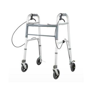 China NPKL2210 Adult Dual Button Aluminum Folding Rollator Walker with 5&quot; wheels and hand brake factory