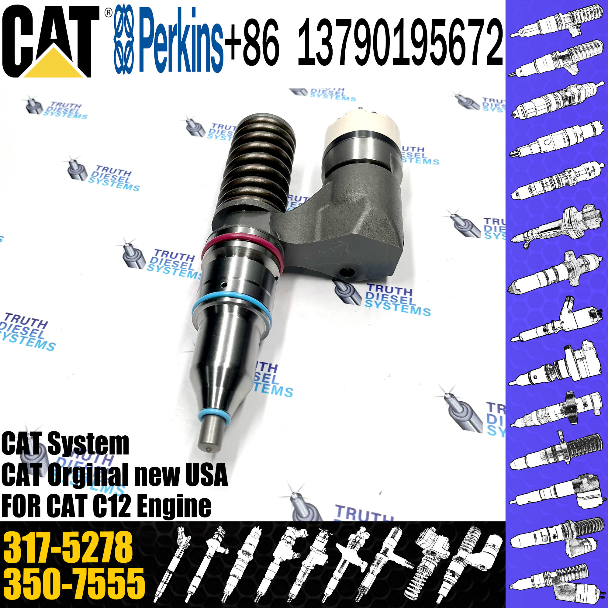 Common Rail Fuel Injector 317-5278 10R-0963 212-3462 208-9160 0R-9595 10R-1814 0R-4987 For Diesel Engine C-A-T C10 C12