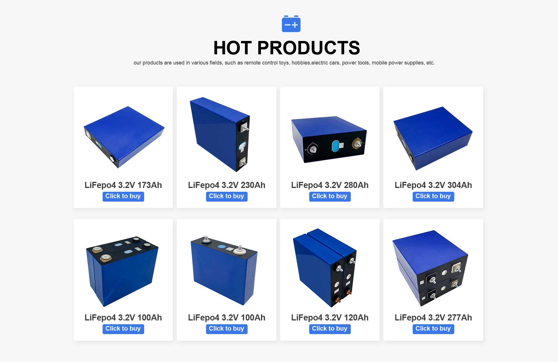 CE FC ROHS LF304 Lithium Ion Prismatic Lifepo4 Cells Grade A
