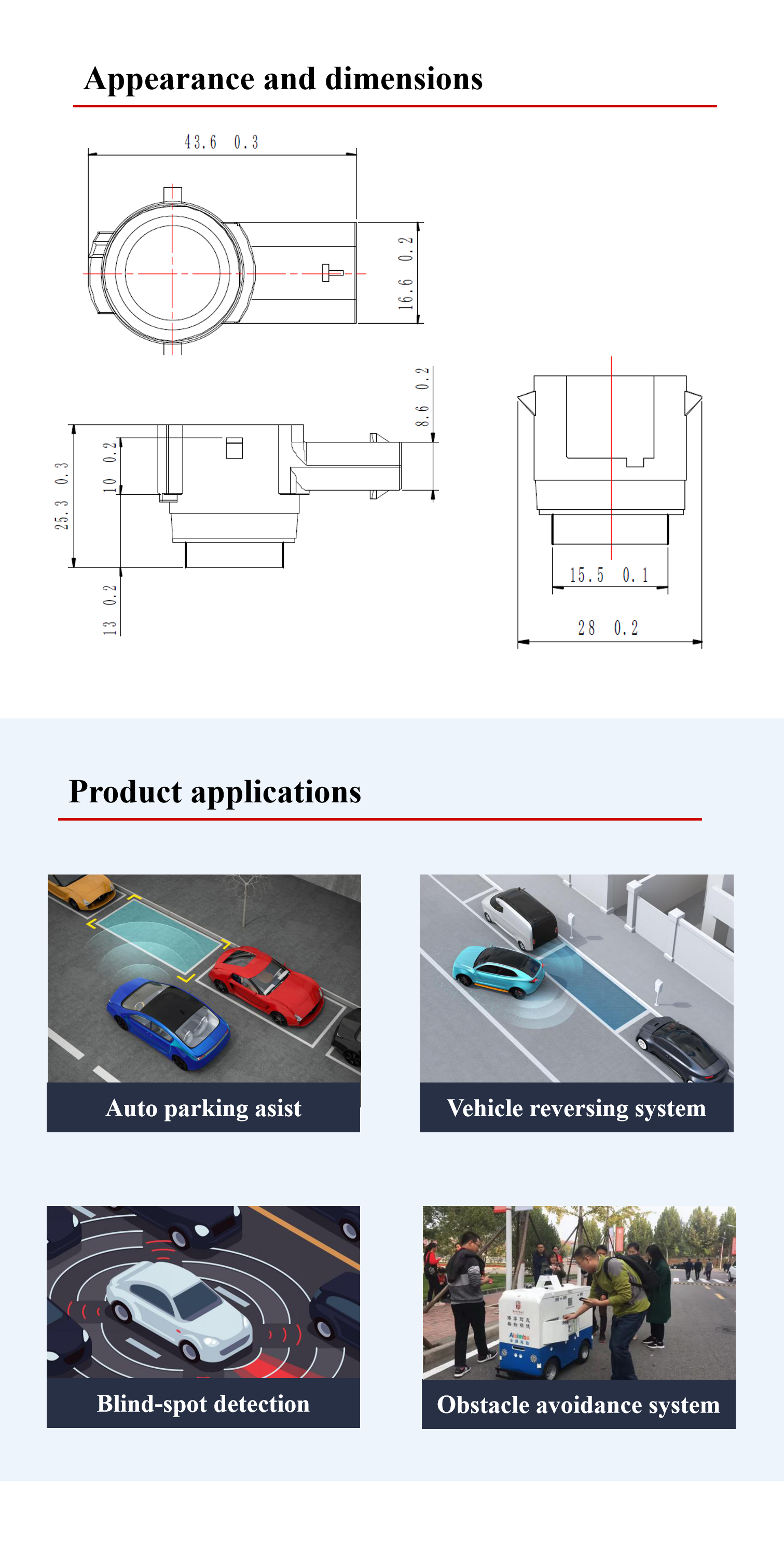 Concealed Ultrasonic Parking Sensor Module 55.5Khz Car Radar Distance Sensor