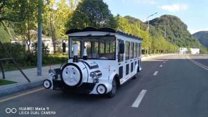 China Thomas Train Head Cartoon Electric Sightseeing Car Size 5430*1600*2050mm 14 seats factory