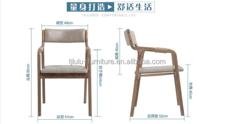 Dining Room Furniture Solid Wood Vintage Style Rope Decorated Dining Armchair