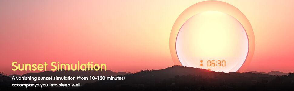 Snooze Colored 30 Levels Wake Up Alarm Clock Light Sunrise Simulation Sunset Fading