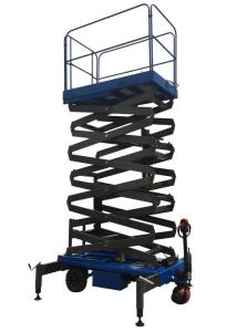China 8m Working Height Manganese Steel Mobile Scissor Lift Electrical Pulling Loading Capacity 450kg factory