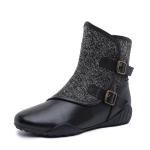 S202 Factory mid-tube flat-bottomed autumn and winter warm leather women's shoes
