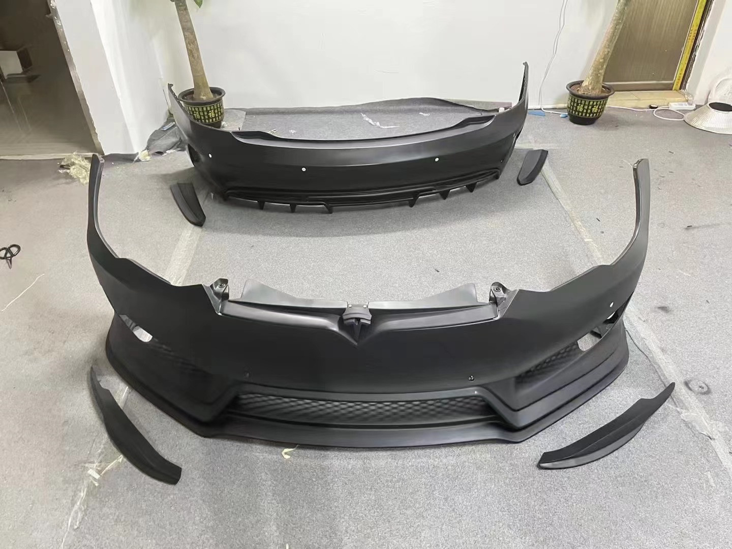 For tesla Model S Body Kit MODEL S Upgraded PD-style Front and Rear Bumper Spoiler Body Kits