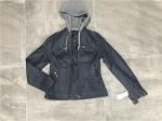 Cool Design Ink Ladies PU Jacket With Grey Melange Detachable Hooded TW77349