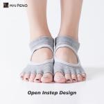 Cotton Open Toe Yoga Socks Non Slip Women's Pilates Grip Socks