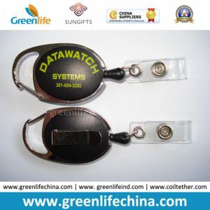 China Oval Heavy Duty Black Carabiner Badge Reel Holder W/Vinyle Strap factory