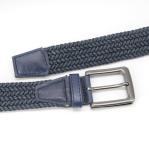 Pu Leather Trim Golf Sports Mens Braided Belt Woven Cotton No Hole
