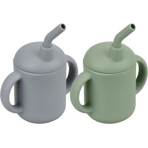 China Baby Silicone Straw Cup With Handles Lightweight Unbreakable on sale