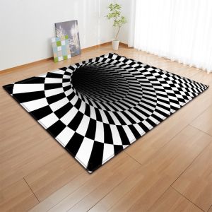 New 3D three-dimensional large carpet door mat, black and white vortex living