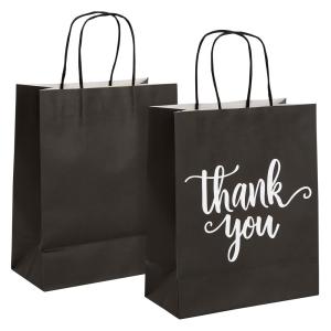 China Hand Length Handle Kraft Paper Bags for Happy Birthday Party Thank You Gift Shopping factory