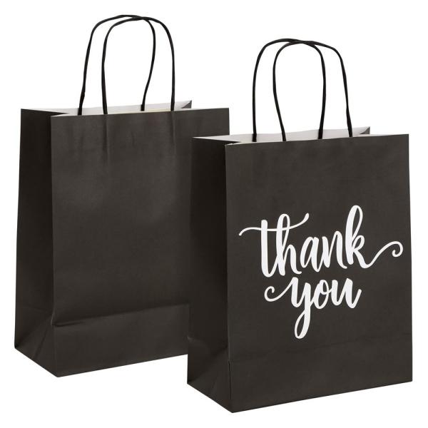 Hand Length Handle Kraft Paper Bags for Happy Birthday Party Thank You Gift