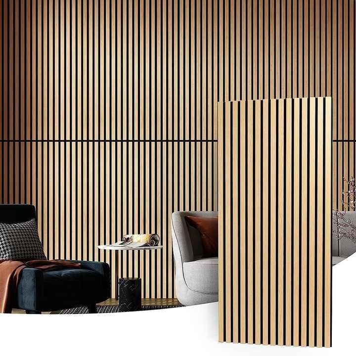 Fireproof Panel Wpc Interior Durable Natural Oak Acoustic Slat Water Proof