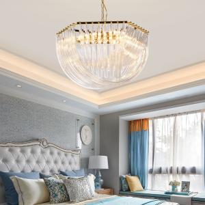 China Glass Tube Chandeliers Crystal Pendant Light Lamps Modern Decoration Gold Color factory