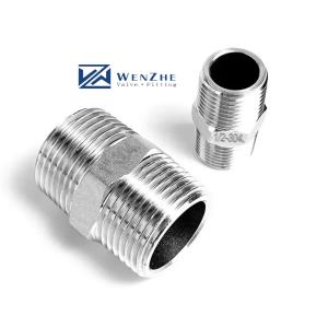 China 1/4''--4.0'' Stainless Steel 201 304 316 Short Hex Thread Nipple for Hydraulic Bsp Npt Plumbing factory