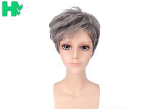 China 14 Inch Men Hair Wig Black Mixed Grey Kanekalon Fiber Professional factory