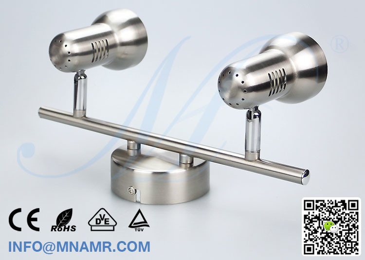 Hot Sale Double Heads LED Vanity Light Fixtures Nickel Matt Come With 2x5W GU10 LED Lamp Warm White Emitting Color