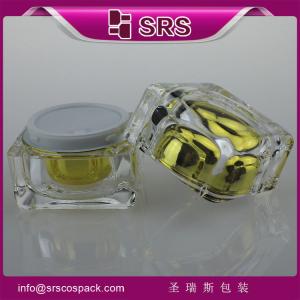 China clear empty square acrylic jars for skin care cream ,transparent plastic packaging factory
