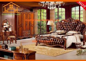 China Princess elegant oversized french antique leather bedroom furniture sets online factory