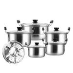 American style 5pcs cookware set kitchen nonstick cooking pot with glass lid