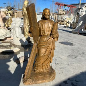 China Bronze St Andrew Statue Sculpture Catholic X Cross Copper Brass Metal Religious Statues Church Life Size factory