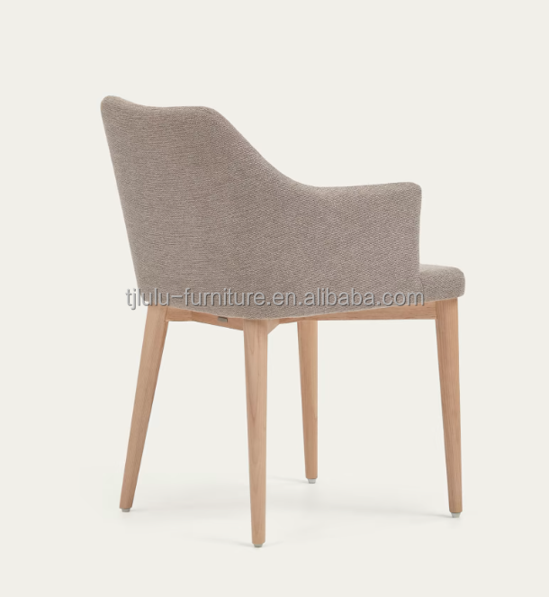Hotel Restaurant Furniture Natural Color Upholstered Solid Wood Dining Chairs
