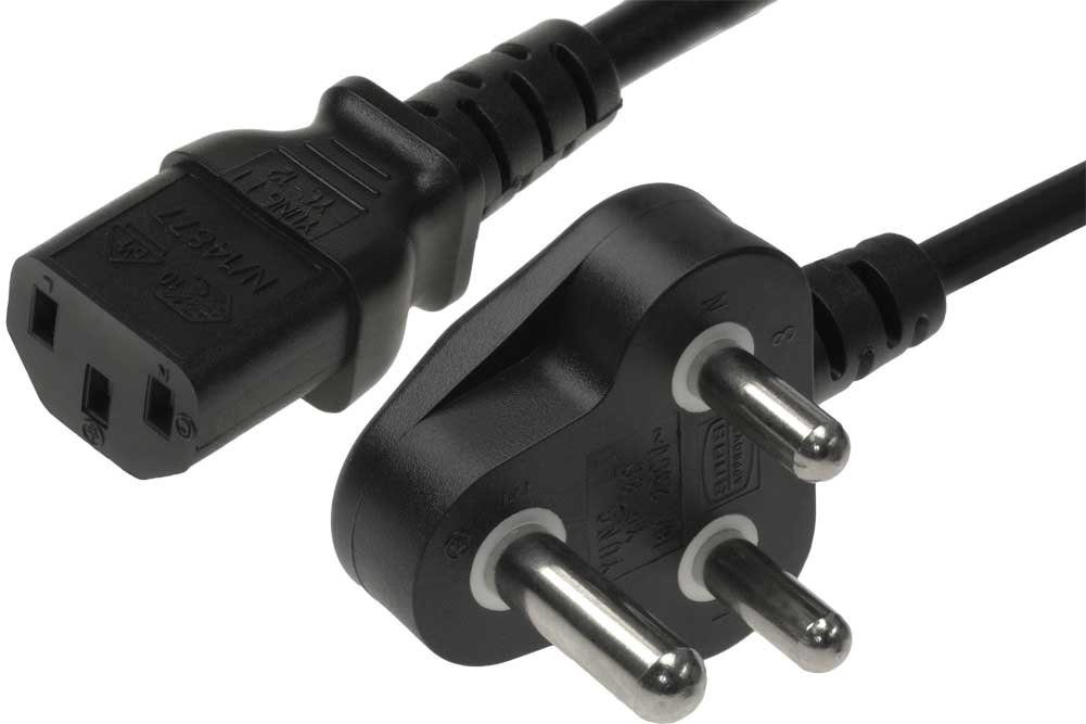 Pvc Jacketed Electrical Power Cord Laptop India Plug Black 6feet