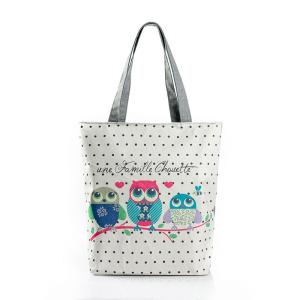 China European and American female owl printing canvas shopping bag printing Retro Handbags factory
