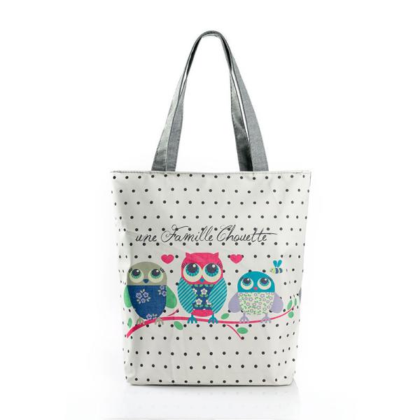 European and American female owl printing canvas shopping bag printing Retro