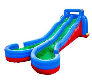 China Commercial Outdoor Inflatable Two Lane Water Slides With Pool factory