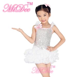 China Curling Hem Tiers Skirt N Curling Hem Ruffle Straps Silver Sequins Over Pink Dress Dance Clothes for Kids factory